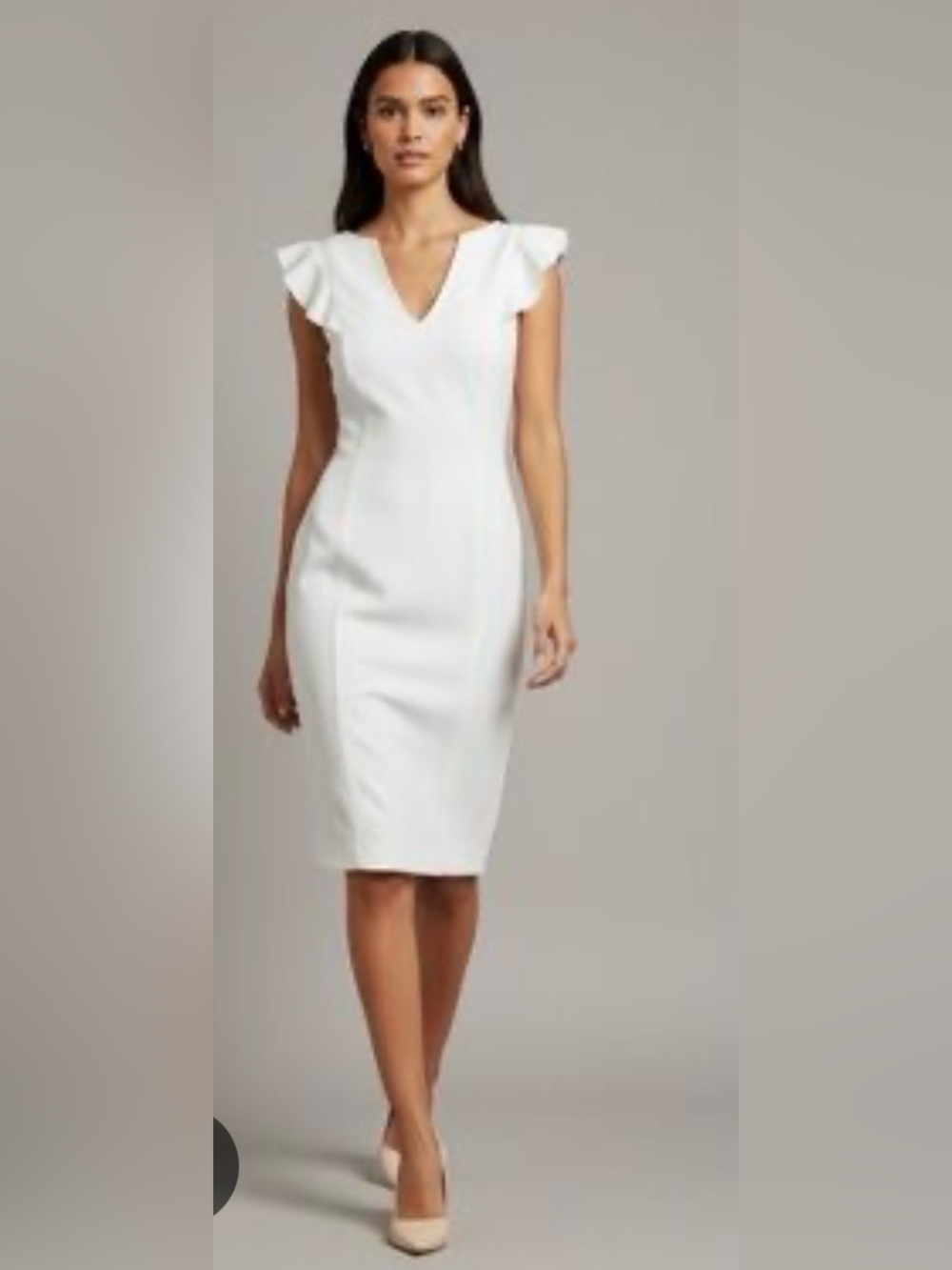 White House Black Market White V-Neck Sleeveless Sheath Dress size 4 - Picture 2 of 11